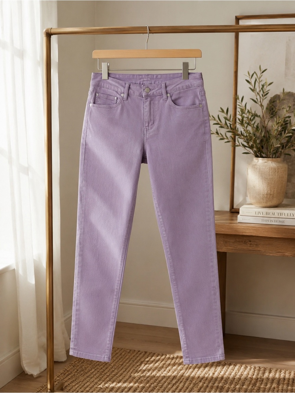 Seven7 Women’s Lavender Mid Rise Ankle Skinny Jeans Size 10